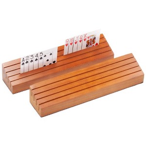 GSE Wooden Playing Card Holders Tray Racks Organizer Set, Hands-Free Cards Holder for Bridge Canasta UNO Card Playing (6-Inch/14-Inch) - 1 of 4