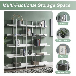 Bookcases and Bookshelves Triple Wide 5 Tiers Industrial Bookshelf, Large Etagere Bookshelf Open Display Shelves for Living Room Bedroom Home Office - 1 of 4