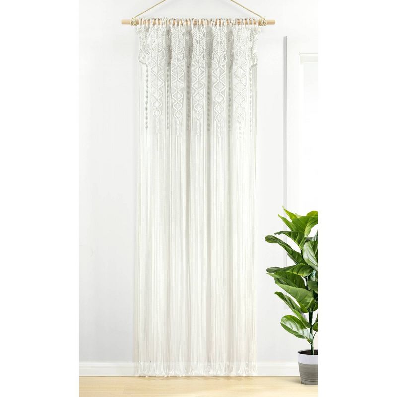1pc 40&#34;x84&#34; Light Filtering Boho Macrame Textured Indoor/Outdoor Curtain Panel White - Lush D&#233;cor, 3 of 7