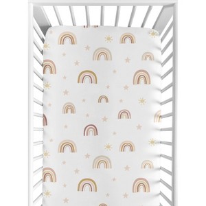 Sweet Jojo Designs Girl Baby Fitted Crib Sheet Boho Rainbow Pink, Mauve, and Yellow - 1 of 4