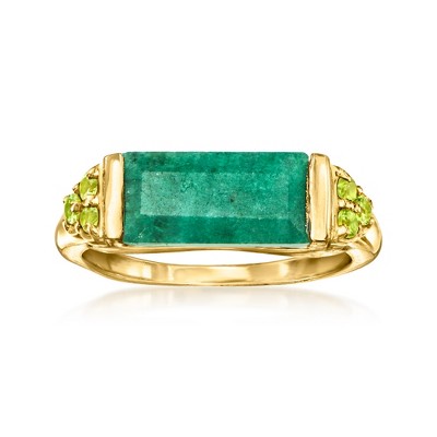 Ross-Simons 5.50 Carat Emerald and .60 ct. t.w. Peridot Ring in 18kt Gold Over Sterling