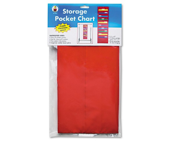 Carson-Dellosa Publishing Storage Pocket Chart with 10 13 1/2 x 7 Pockets, Hanger Grommets, 14 x 47