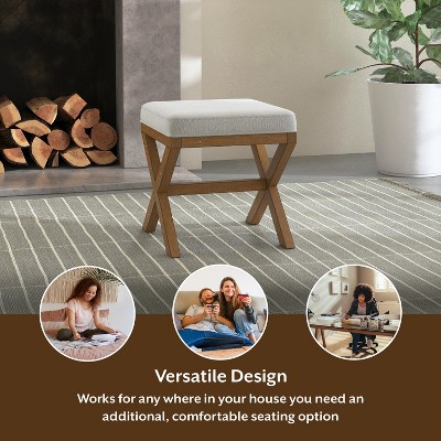 Somerset Fog Gray Upholstered Backless Vanity Stool with Rubberwood Legs