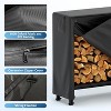 Full Covered Firewood Rack with Black Waterproof Cover, Outdoor Metal Log Holder with Zipper for Fireplace Porch Patio - 4 of 4