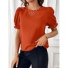 Women'S Shirts Summer Casual Crewneck Lace Crochet Short Sleeve Blouses Cute Floral Print Loose Tunic Tops - 3 of 4