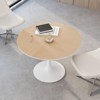 Round Dining Table with Printed Wood Grain Table Top,Metal Base Pedestal Kitchen Table for 4-6 Person for Kitchen Small Space-Maison Boucle - 2 of 4