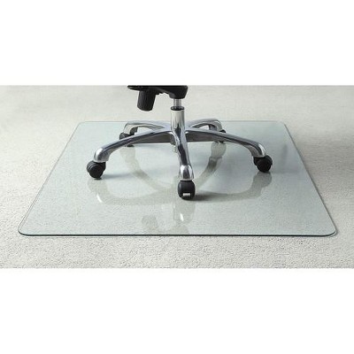 Lorell 44" x 50" Tempered Glass Chair Mat for Carpet - Clear, 1/4" Thick, Office Floor Protector : Lorell