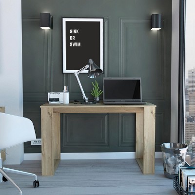 INFURNIC Desks Oviedo Writing Desk with Four Legs Sleek Modern Design and Spacious Work Surface, Beige, 23.6"*47.2"*23.6"