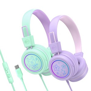 MEE audio KidJamz KJ55U (2 Pack) Safe Listening USB-C Headphones for Kids with LED Lights - 1 of 4