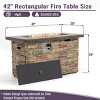 42" Propane Gas Fire Pit Table, 50000 BTU Rectangular Concrete Outdoor Fire Pit, Patio Deck Garden Backyard Fireplace Table with Lid, Beige Multi - 3 of 4