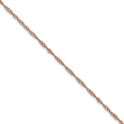 Black Bow Jewelry 1mm 14K Rose Gold Solid Singapore Chain Necklace