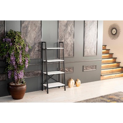 VYNXARIA 5 Tier White Modern Ladder Bookshelf: Ideal for Small Living Rooms and Offices