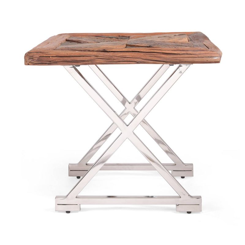 Treutlen Handcrafted Boho Wooden End Table Natural/Silver - Christopher Knight Home, 5 of 9