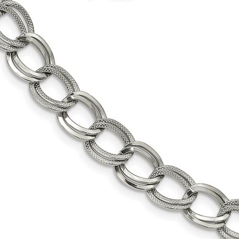 Black Bow Jewelry 11mm Stainless Steel Fancy Double Curb Chain Necklace, 17.5 Inch - image 1 of 4