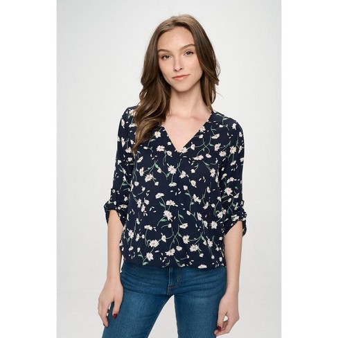 West K Women's Alexa Surplice Rolltab Blouse : Target