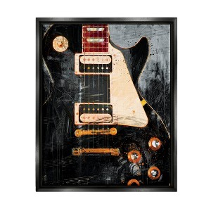Stupell Industries Vintage Electric Guitar Music Notes Framed Floater Canvas Wall Art - 1 of 4