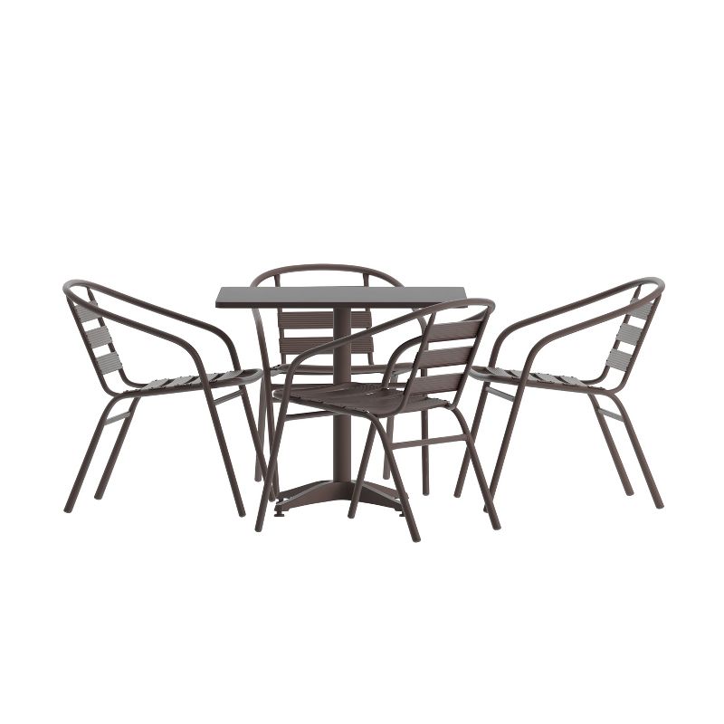 Flash Furniture Lila 31.5'' Square Aluminum Indoor-Outdoor Table Set with 4 Slat Back Chairs, 1 of 13