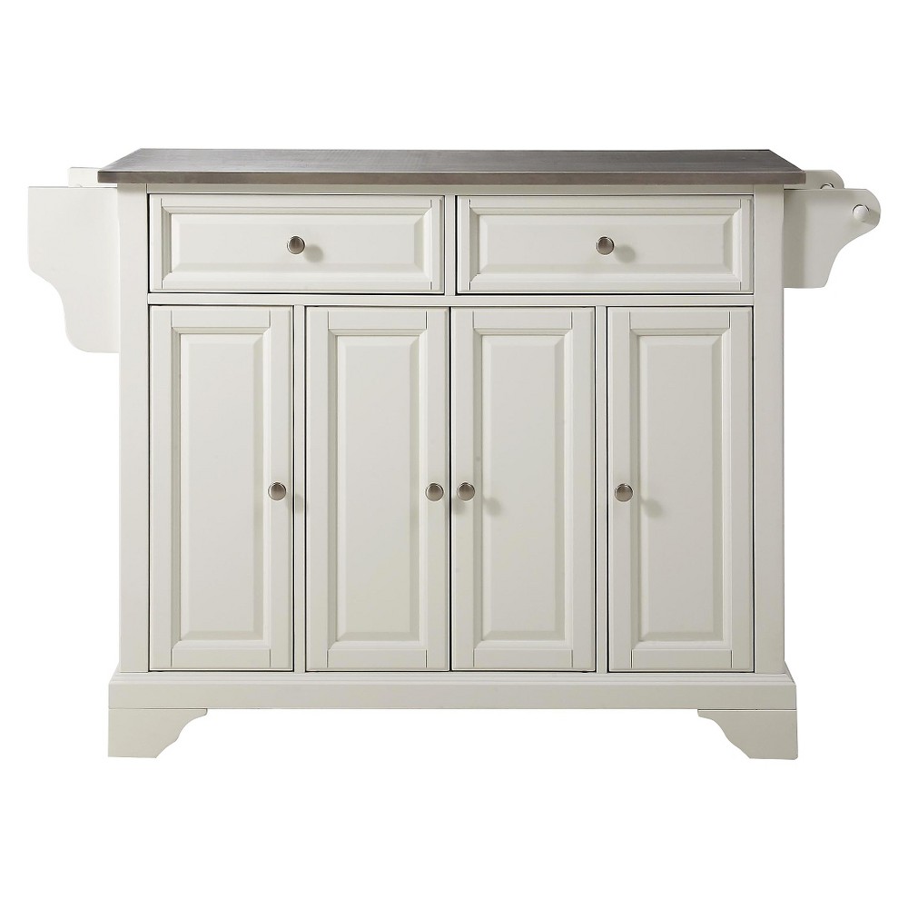 Photos - Kitchen System Crosley LaFayette Stainless Steel Top Full Size Kitchen Island White  