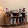 Large Round Record Player Stand with Charging Station，Record Storage Cabinet, Mid Century Modern Turntable Stand for Bedroom Living Room - 3 of 4