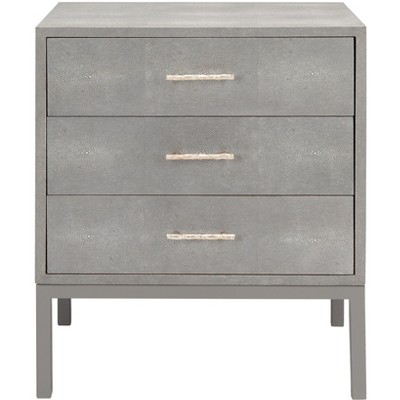 Camden Faux Shagreen Nightstand - Grey - Safavieh