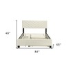 HomeRoots Beige Tufted Upholstered Queen Bed Frame With Trundle And Drawers - 3 of 4
