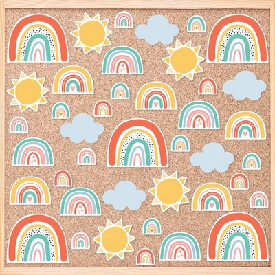 Big Dot of Happiness Pastel Boho Rainbow - DIY Classroom Decorations - Bulletin Board Cut-Outs - Set of 40