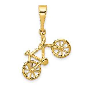 Black Bow Jewelry 14k Yellow Gold Solid 3D Bicycle Pendant, 19 x 26mm (3/4 x 1 Inch) - 1 of 4