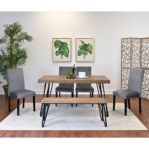 NicBex Dining Room Table Set for 4 Morden Dining Table Set with Wooden Tabletop, 4 Velvet Chairs and 1 Bench for Dining Room - 1 of 4