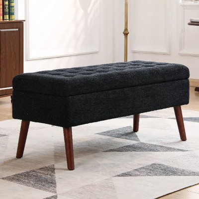 Sapphtopaz Tufted Ottoman Bench with Storage, End of Bed Bench Foot, Storage Bench for Bedroom or Entryway, Upholstered Ottoman with Safety Hinges