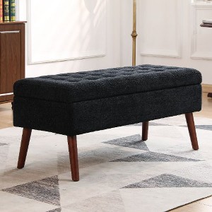 CAVINAS Upholstered Storage Ottoman Bench, Tufted Entryway Bench with Safety Hinge, Ottoman with Storage for Bedroom, End of Bed Bench Foot - 1 of 4