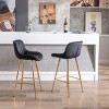 VYNXARIA 26 Inch Set of 2 Bar Stools,with Steel Frame Footrest Velvet Fabric Golden Leg Simple Bar Stool,Black - 4 of 4