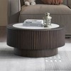 35.43" Modern Round Coffee Table, Faux Marble Pattern with Sturdy MDF Pedestal for Living Room & Bedroom - 3 of 4