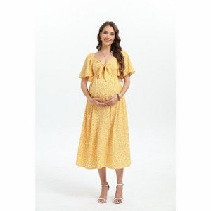 Maternity Dresses Knotted Side Slit Knee Length Dress - 1 of 4
