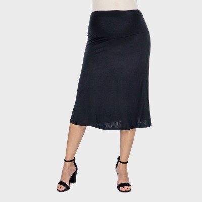 24seven Comfort Aapparel Maternity Elastic Waist A Line Knee Length Skirt