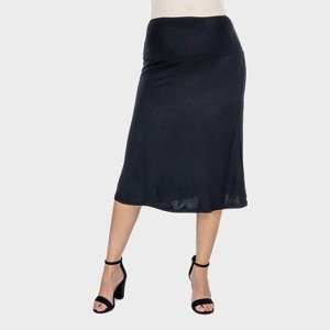 24seven Comfort Aapparel Maternity Elastic Waist A Line Knee Length Skirt - 1 of 4