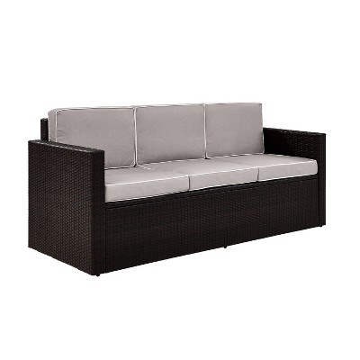 Palm Harbor Brown and Gray Wicker Three-Seat Outdoor Sofa