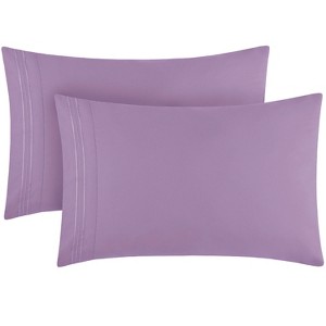 Mellanni 1800 Pillowcase Set 2 pc Set of 2 King Size Violet - 1 of 4