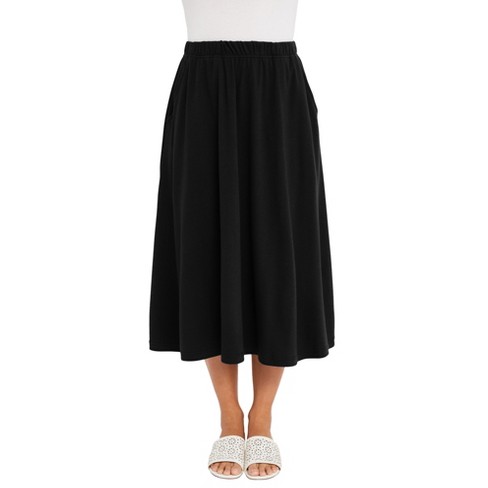 Jessica London Women's Plus Size Soft Ease Midi Skirt, 34/36 - Black