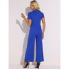 INSPIRE CHIC Women's One Piece Outfits Casual Crewneck Mesh Sheer Wide Leg Jumpsuit - 3 of 4