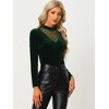 INSPIRE CHIC Women's Casual Velvet Long Sleeve Choker Neck Heart Dots Mesh Panel Top - 2 of 4