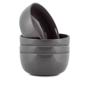 Elanze Designs Bistro Glossy Ceramic 6.5 inch Soup Bowls Set of 4, Charcoal Grey - 1 of 4