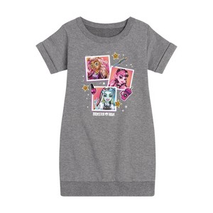 Girls' - Mattel - Girl Squad Pop Art Graphic Short Sleeve Fleece Dress - 1 of 4