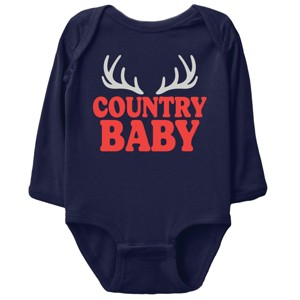 Country Baby Antlers Puff Print  - Baby Long Sleeve Bodysuit - 1 of 4