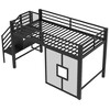 NicBex Twin Size Loft Bed Metal Bed Frame with Iron Mesh, Storage Stairs and Full Length Guardrail, Space Saving, No Box Spring Required - 3 of 4