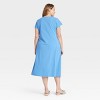 Women's Short Sleeve Ruched Front Midi Shift Dress - Ava & Viv™ - 2 of 3
