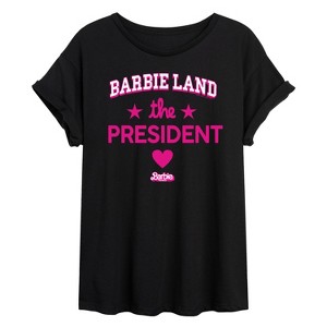 Women's Barbie Barbie Land President Oversized Graphic T-Shirt - Black - X-Large - 1 of 4