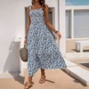 Coolmee Womens Summer Midi Dress Square Neck Sleeveless Floral A-line Casual Sundress Travel Vacation - 3 of 4