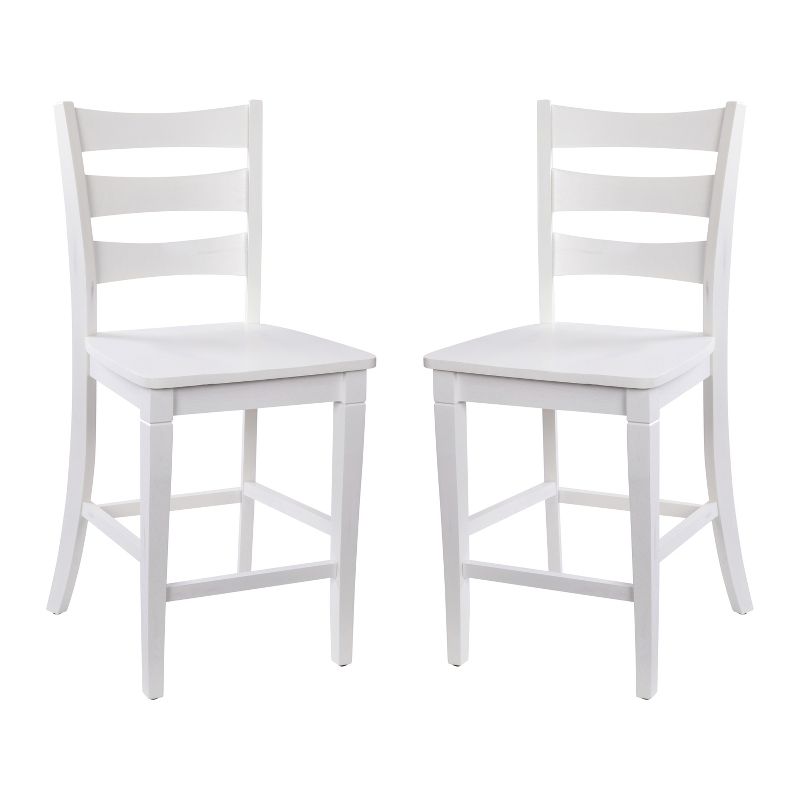 Emma and Oliver Set of 2 Classic Wood Dining Stool with Ladderback Design, 1 of 9