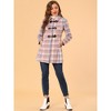 Allegra K Women's Toggle Outerwear Classic Turn Down Collar Plaid Duffle Front Pea Coat - 3 of 4