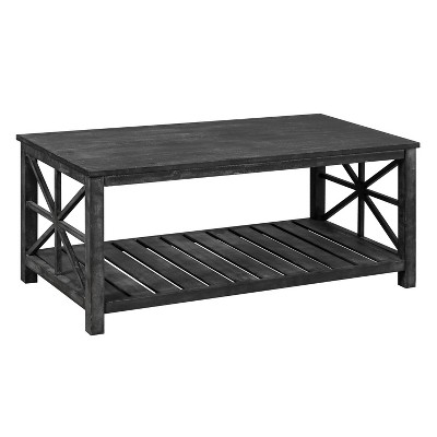 47 Inch Modern Coffee Tables with Storage for Living Room Shelf 2 Tiers, Farmhouse Coffee Table Set